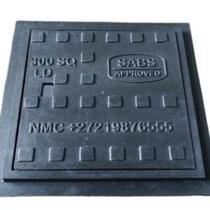 300 SQ Solid Light Duty Cover and Frame is a high-quality polymer concrete access cover manufactured to SANS 1882:2024 specifications. It provides excellent strength, corrosion resistance, and long-term durability in outdoor environments. With a 7kN load rating, it is suitable for non-traffic areas where wheeled vehicles have no access. It is ideal for residential developments, pedestrian walkways, parks, estates, service chambers, and utility access points. The lightweight design allows easy handling and quick installation on site. It provides a secure and stable fit while helping to reduce installation time and labour costs. The non-metallic construction has no scrap value, which helps reduce theft risk. It also resists moisture, corrosion, and environmental wear, ensuring reliable performance with minimal maintenance. Contractors, municipalities, and developers use this cover for durable and cost-effective access solutions in residential and pedestrian environments across South Africa.