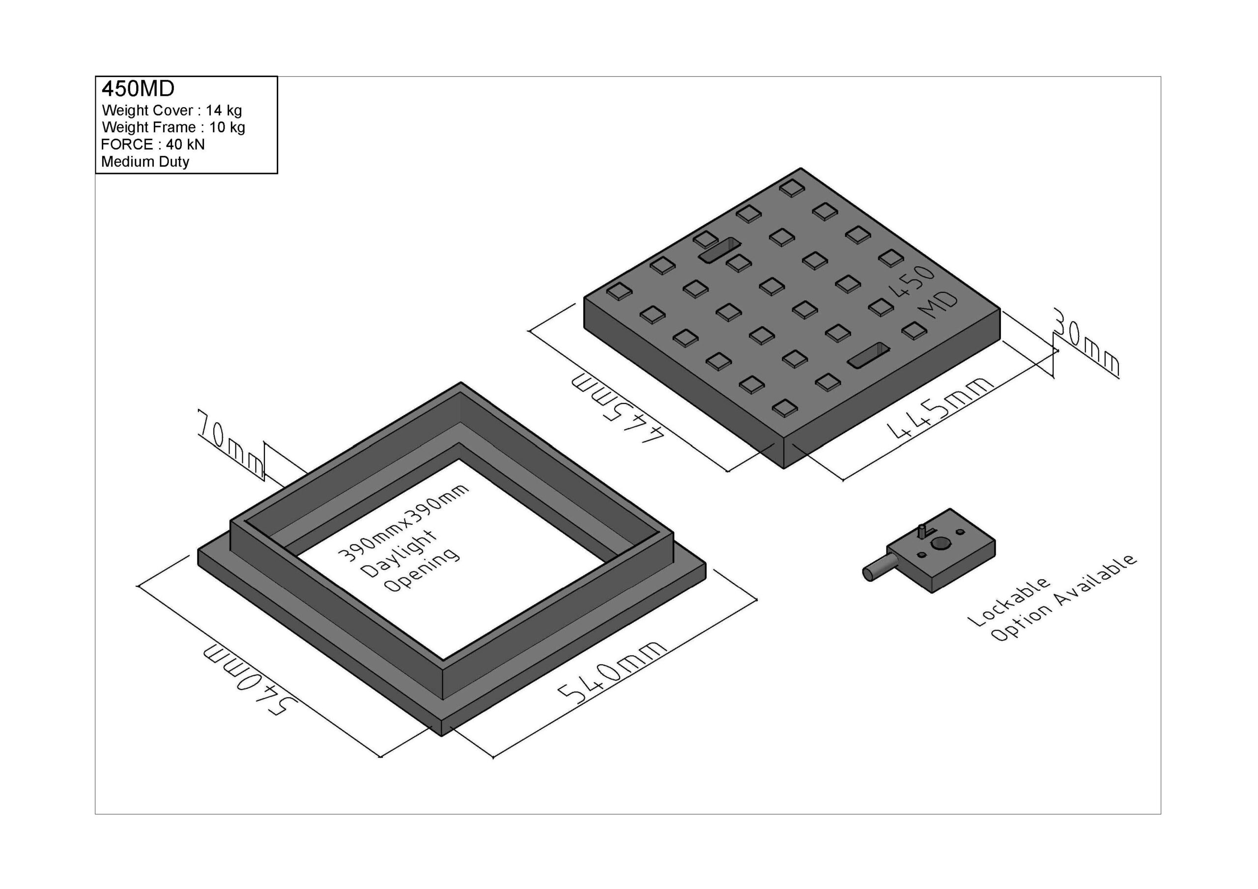 450 SQ Medium Duty Manhole Cover and Frame - Image 3